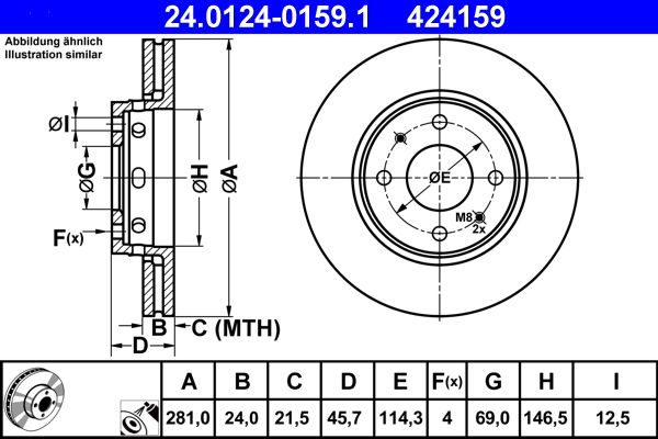 ATE 24.0124-0159.1 Brake Disc