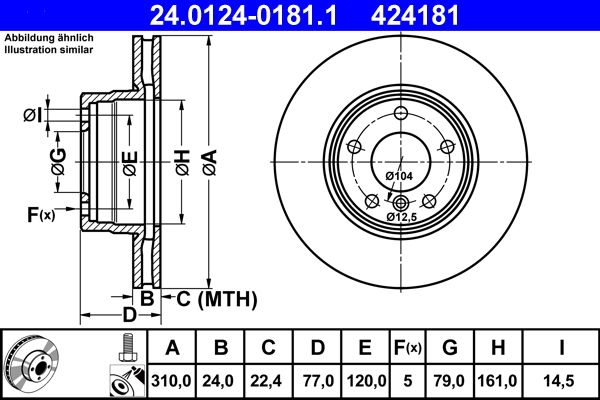 ATE 24.0124-0181.1 Brake Disc