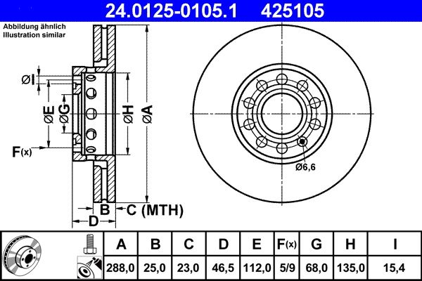 ATE 24.0125-0105.1 Brake Disc