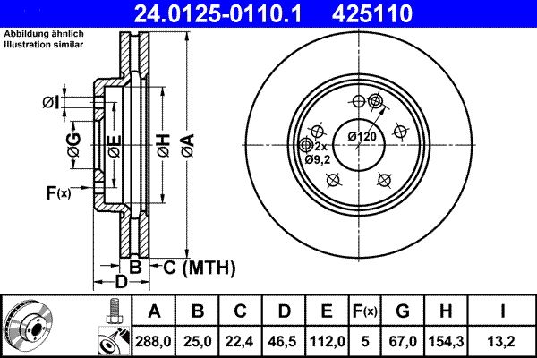 ATE 24.0125-0110.1 Brake Disc