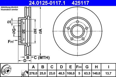 Brake Disc ATE 24.0125-0117.1