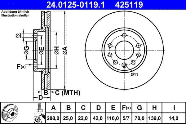 ATE 24.0125-0119.1 Brake Disc