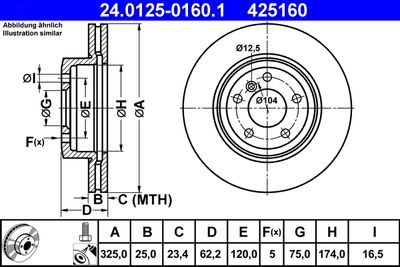 Brake Disc ATE 24.0125-0160.1