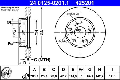 Brake Disc ATE 24.0125-0201.1