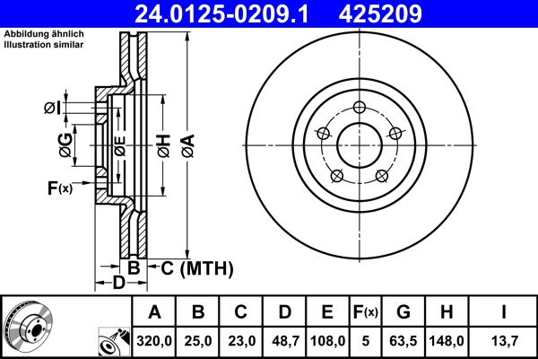 ATE 24.0125-0209.1 Brake Disc