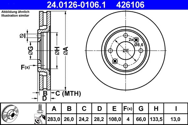 ATE 24.0126-0106.1 Brake Disc