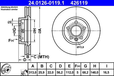 Brake Disc ATE 24.0126-0119.1