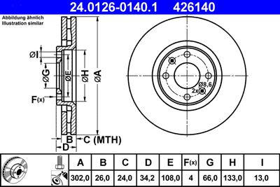 Brake Disc ATE 24.0126-0140.1