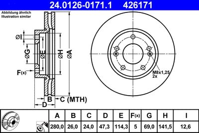 Brake Disc ATE 24.0126-0171.1