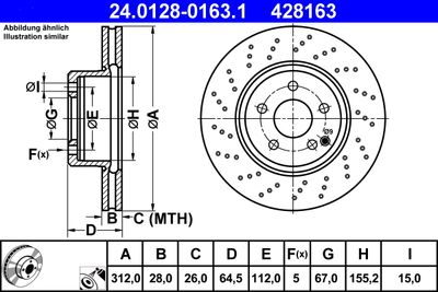 Brake Disc ATE 24.0128-0163.1