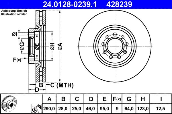 ATE 24.0128-0239.1 Brake Disc