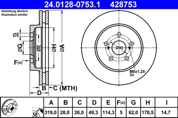 ATE 24.0128-0753.1 Brake Disc