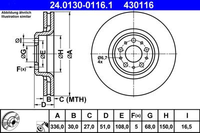 Brake Disc ATE 24.0130-0116.1