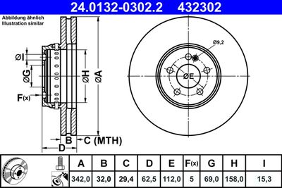 Brake Disc ATE 24.0132-0302.2