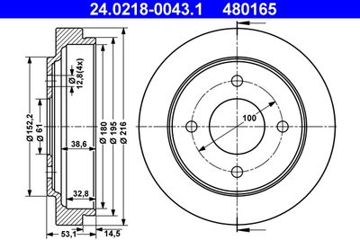 Brake Drum ATE 24.0218-0043.1