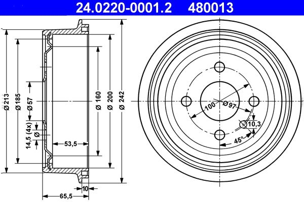 ATE 24.0220-0001.2 Brake Drum