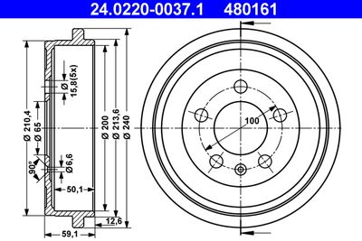 Brake Drum ATE 24.0220-0037.1