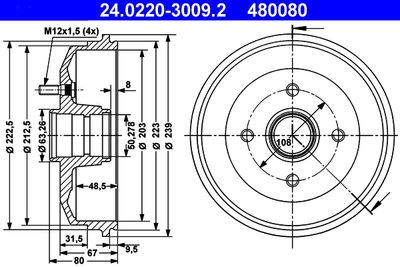 Brake Drum ATE 24.0220-3009.2