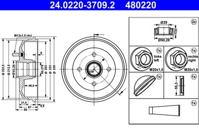 Brake Drum ATE 24.0220-3709.2