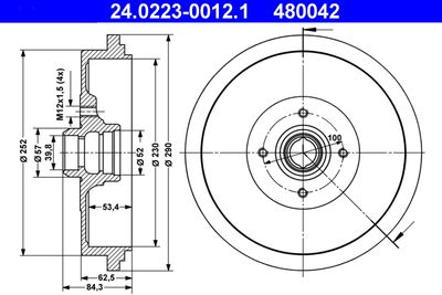 Brake Drum ATE 24.0223-0012.1