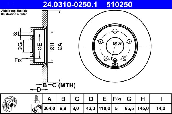 ATE 24.0310-0250.1 Brake Disc