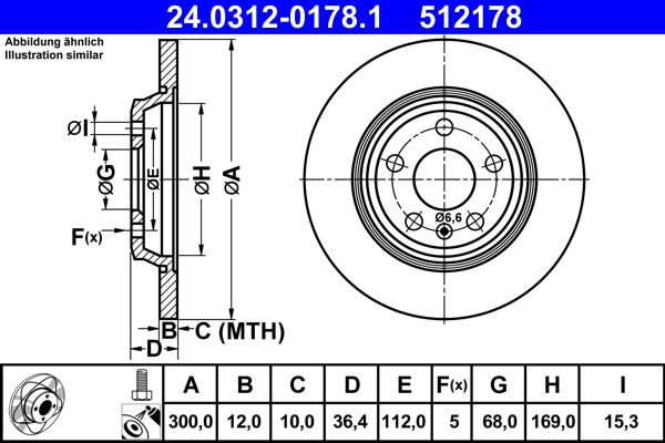 ATE 24.0312-0178.1 Brake Disc