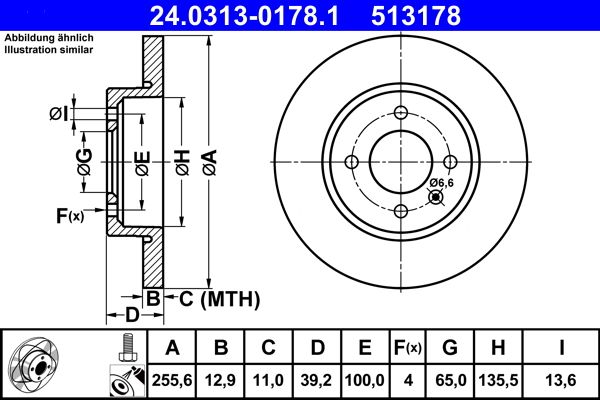 ATE 24.0313-0178.1 Brake Disc