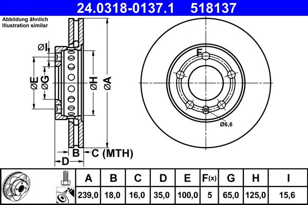 ATE 24.0318-0137.1 Brake Disc