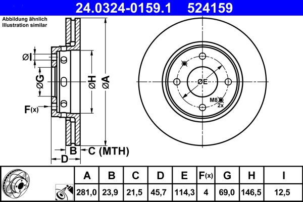 ATE 24.0324-0159.1 Brake Disc