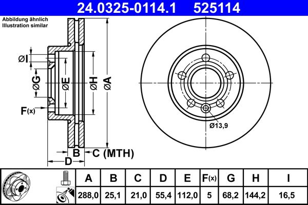 ATE 24.0325-0114.1 Brake Disc