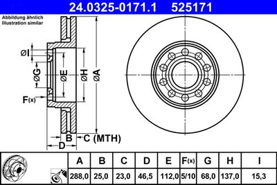 Brake Disc ATE 24.0325-0171.1