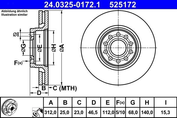 ATE 24.0325-0172.1 Brake Disc