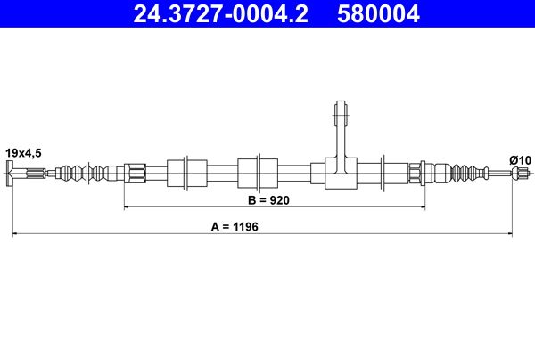 ATE 24.3727-0004.2 Cable Pull, parking brake