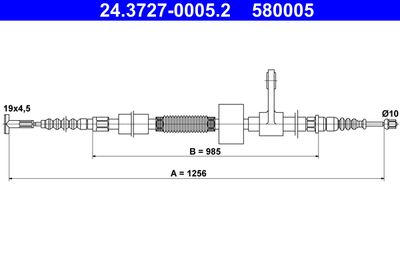 Cable Pull, parking brake ATE 24.3727-0005.2