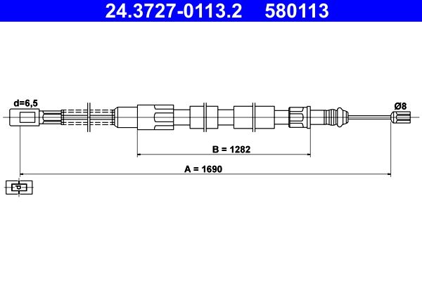 ATE 24.3727-0113.2 Cable Pull, parking brake