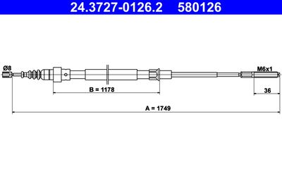 Cable Pull, parking brake ATE 24.3727-0126.2