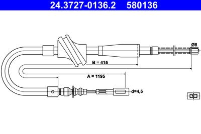 Cable Pull, parking brake ATE 24.3727-0136.2