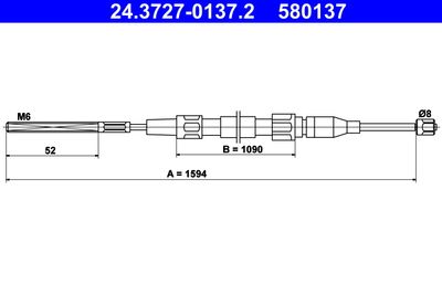 Cable Pull, parking brake ATE 24.3727-0137.2