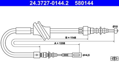 Cable Pull, parking brake ATE 24.3727-0144.2