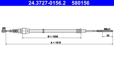 Cable Pull, parking brake ATE 24.3727-0156.2