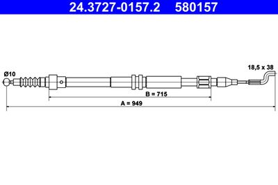 Cable Pull, parking brake ATE 24.3727-0157.2