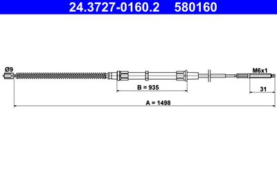 Cable Pull, parking brake ATE 24.3727-0160.2