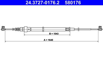 Cable Pull, parking brake ATE 24.3727-0176.2