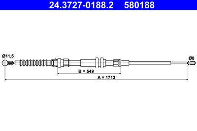 Cable Pull, parking brake ATE 24.3727-0188.2