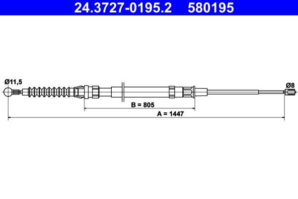 ATE 24.3727-0195.2 Cable Pull, parking brake