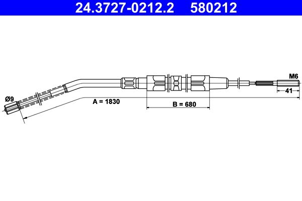 ATE 24.3727-0212.2 Cable Pull, parking brake