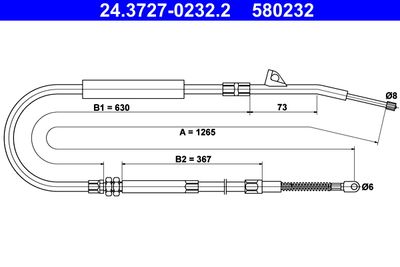 Cable Pull, parking brake ATE 24.3727-0232.2