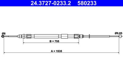 Cable Pull, parking brake ATE 24.3727-0233.2