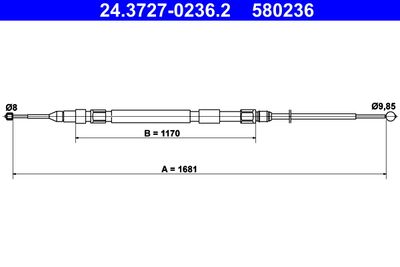 Cable Pull, parking brake ATE 24.3727-0236.2