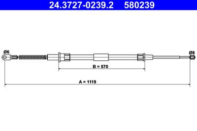 Cable Pull, parking brake ATE 24.3727-0239.2